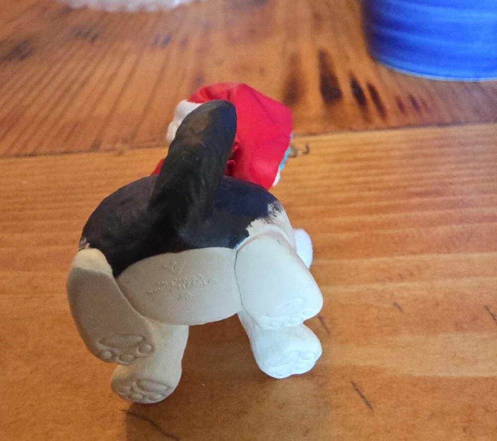 Hallmark White and Black Puppy Santa Hat Ornament
